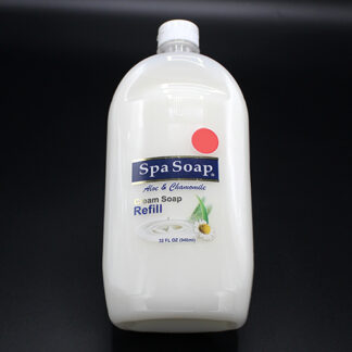 A refill size bottle of hand soap, aloe and chamomile scented.